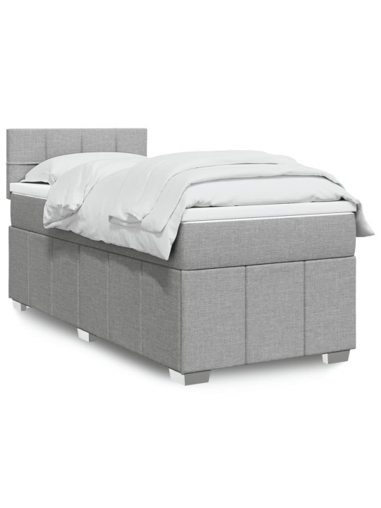 Box spring postel s matrací světle šedá 90x200 cm textil