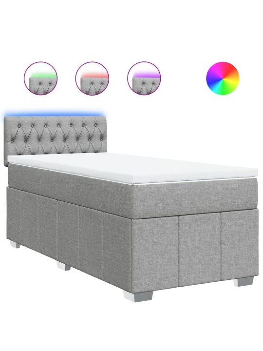 Box spring postel s matrací světle šedá 90x200 cm textil