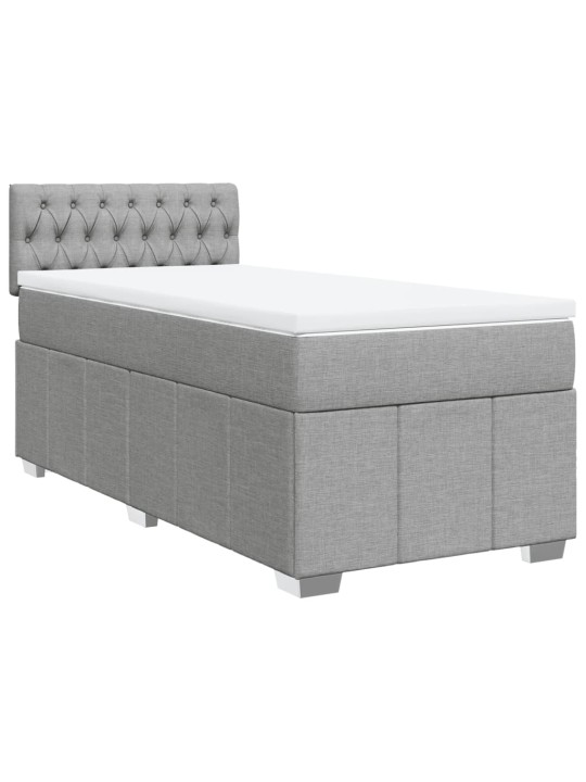 Box spring postel s matrací světle šedá 90x200 cm textil