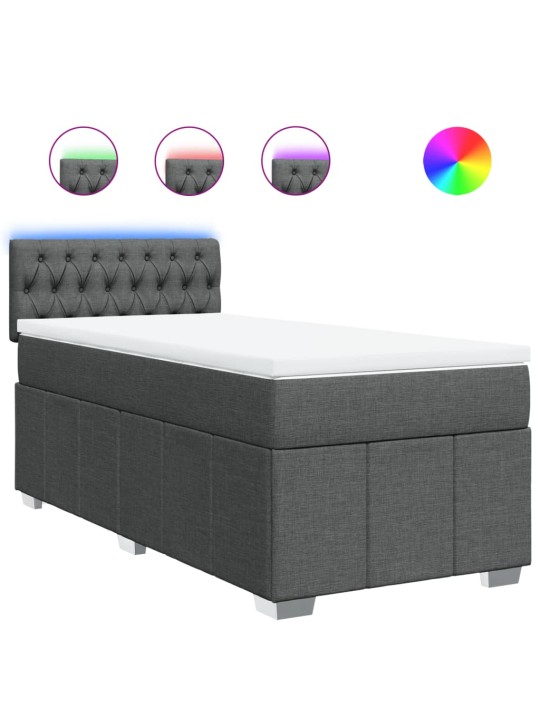 Box spring postel s matrací tmavě šedá 90x200 cm textil