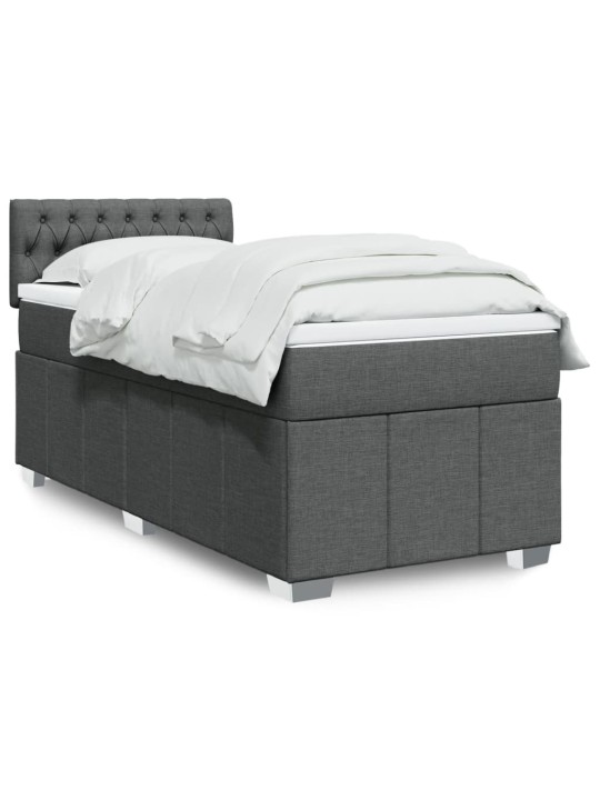 Box spring postel s matrací tmavě šedá 90x200 cm textil