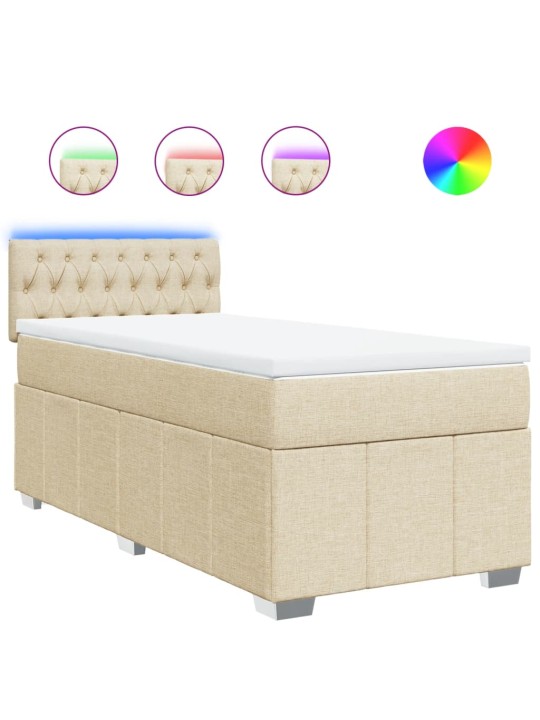 Box spring postel s matrací krémová 90x200 cm textil