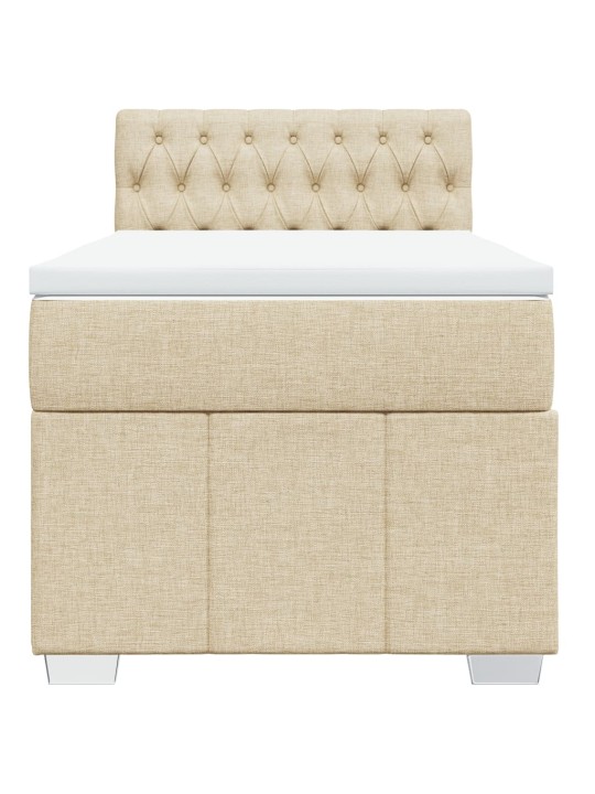 Box spring postel s matrací krémová 90x200 cm textil