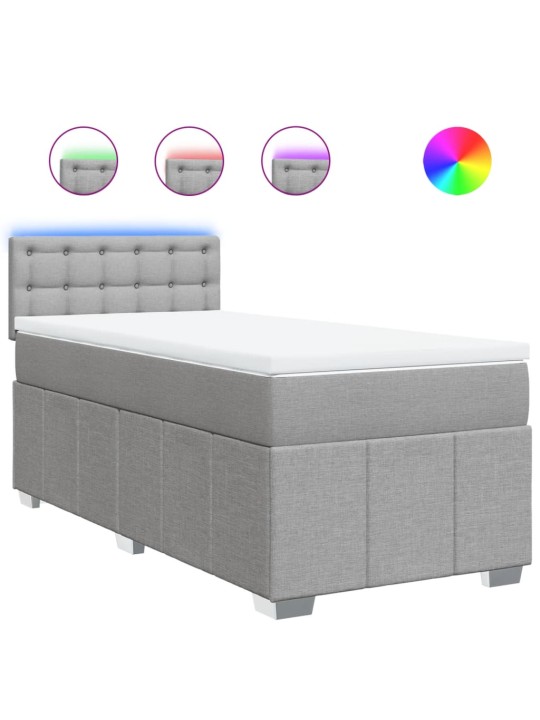 Box spring postel s matrací světle šedá 90x200 cm textil