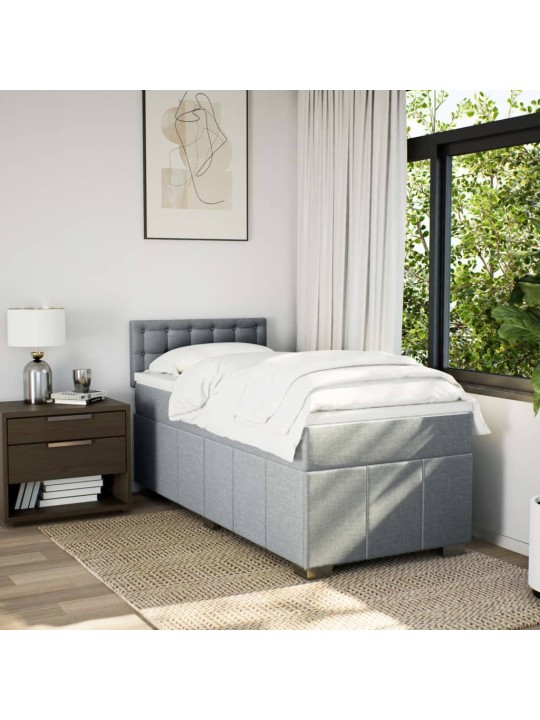 Box spring postel s matrací světle šedá 90x200 cm textil