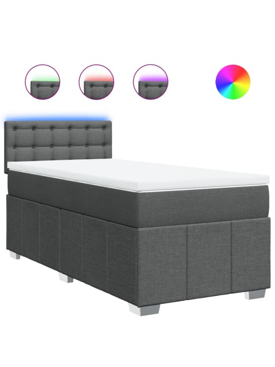Box spring postel s matrací tmavě šedá 90x200 cm textil