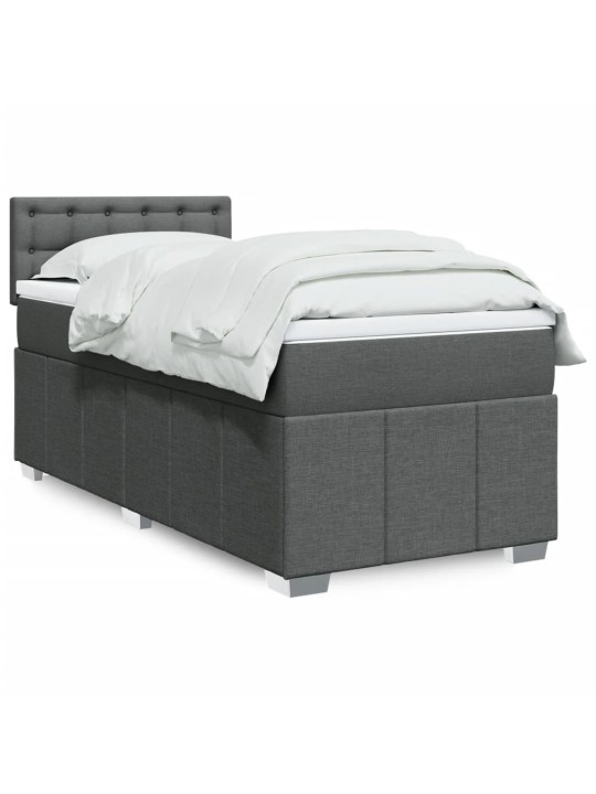 Box spring postel s matrací tmavě šedá 90x200 cm textil