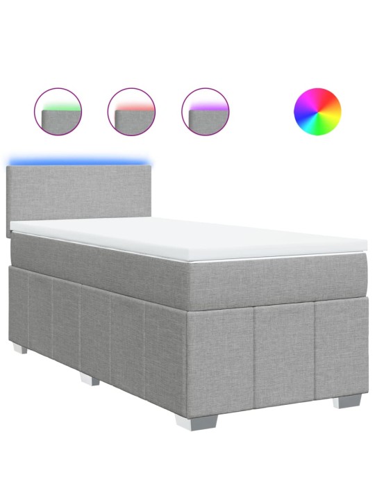 Box spring postel s matrací světle šedý 100 x 200 cm textil