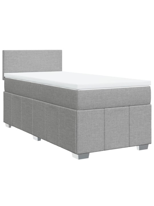 Box spring postel s matrací světle šedý 100 x 200 cm textil