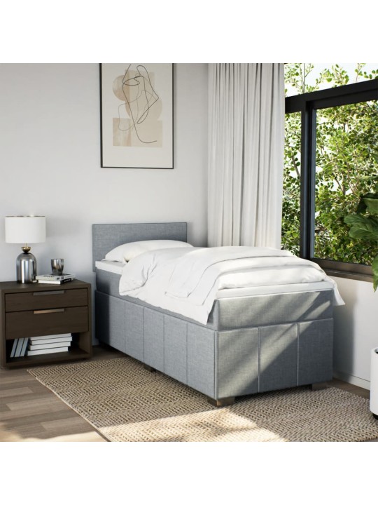 Box spring postel s matrací světle šedý 100 x 200 cm textil