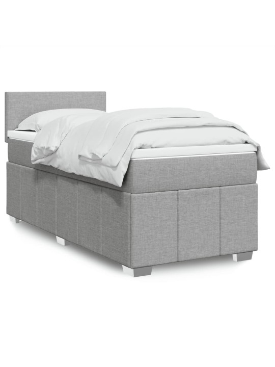 Box spring postel s matrací světle šedý 100 x 200 cm textil