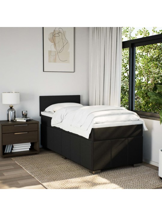 Box spring postel s matrací černá 100 x 200 cm textil