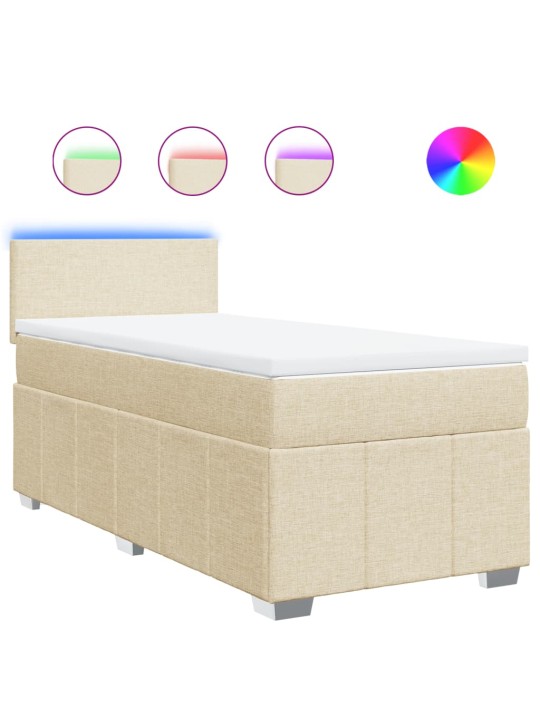 Box spring postel s matrací krémová 100 x 200 cm textil