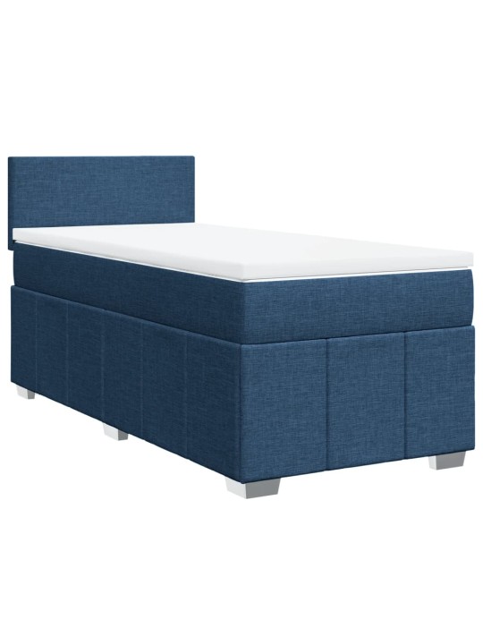 Box spring postel s matrací modrá 100 x 200 cm textil