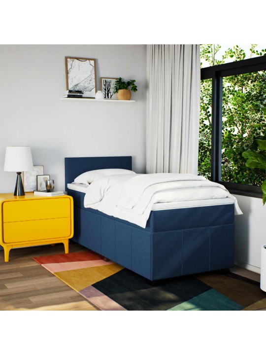 Box spring postel s matrací modrá 100 x 200 cm textil