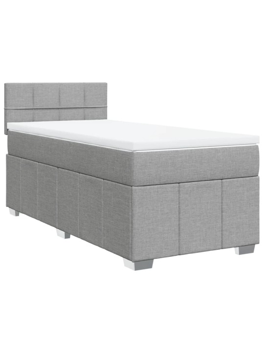 Box spring postel s matrací světle šedý 100 x 200 cm textil