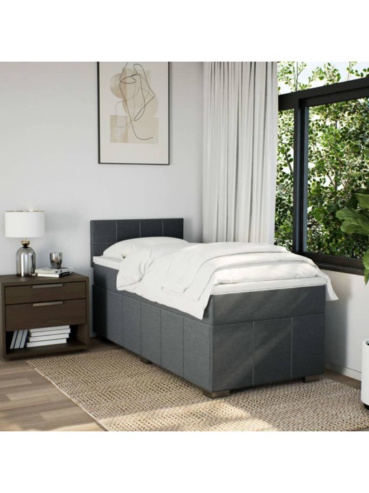 Box spring postel s matrací tmavě šedá 100 x 200 cm textil