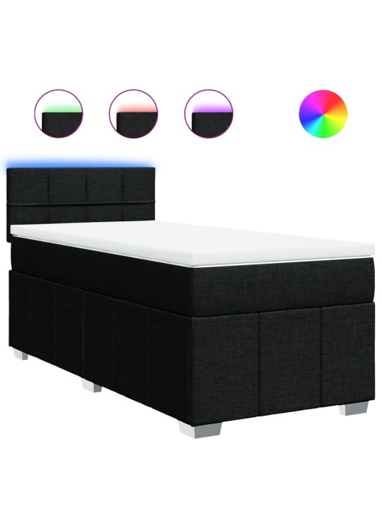 Box spring postel s matrací černá 100 x 200 cm textil