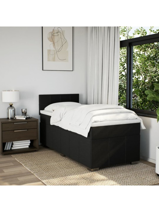 Box spring postel s matrací černá 100 x 200 cm textil