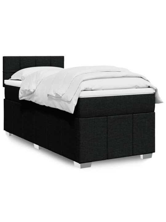 Box spring postel s matrací černá 100 x 200 cm textil