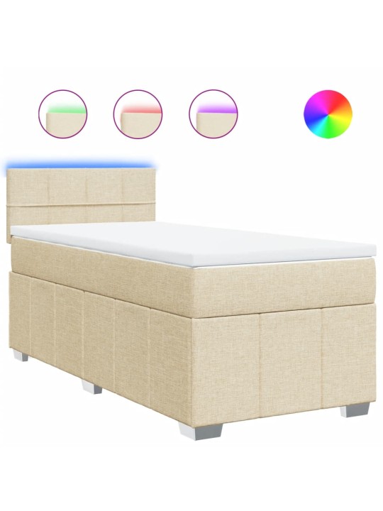 Box spring postel s matrací krémová 100 x 200 cm textil