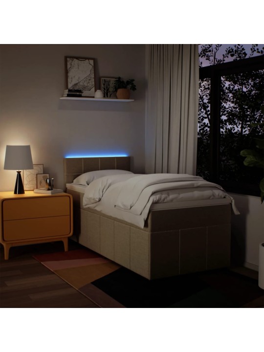Box spring postel s matrací krémová 100 x 200 cm textil