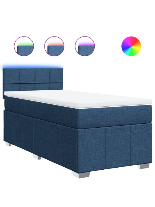 Box spring postel s matrací modrá 100 x 200 cm textil