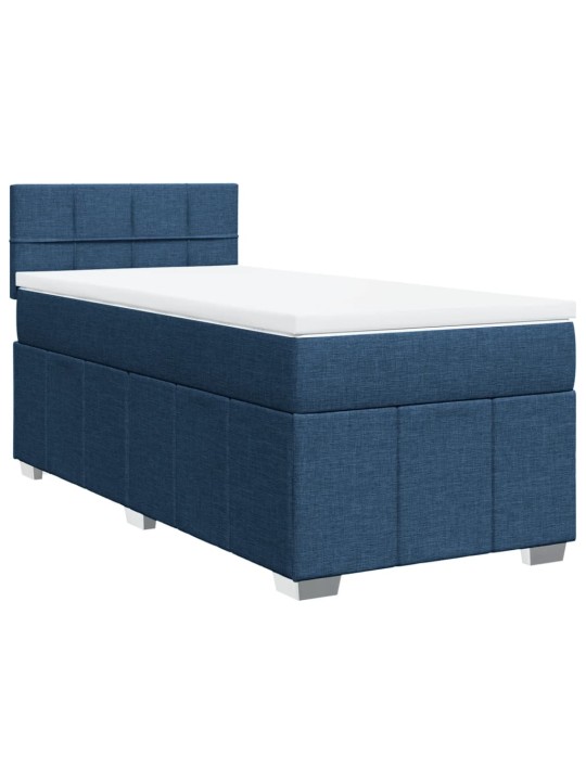 Box spring postel s matrací modrá 100 x 200 cm textil