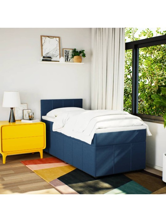 Box spring postel s matrací modrá 100 x 200 cm textil