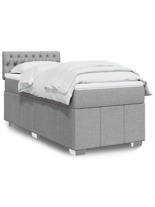 Box spring postel s matrací světle šedý 100 x 200 cm textil