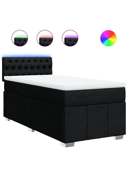 Box spring postel s matrací černá 100 x 200 cm textil