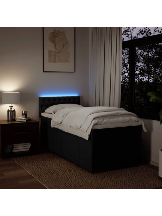 Box spring postel s matrací černá 100 x 200 cm textil