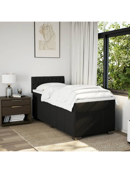 Box spring postel s matrací černá 100 x 200 cm textil