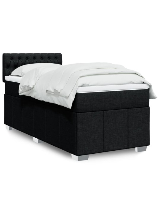 Box spring postel s matrací černá 100 x 200 cm textil