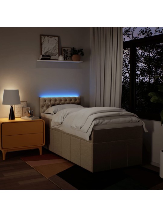 Box spring postel s matrací krémová 100 x 200 cm textil