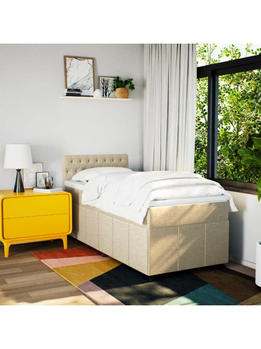 Box spring postel s matrací krémová 100 x 200 cm textil
