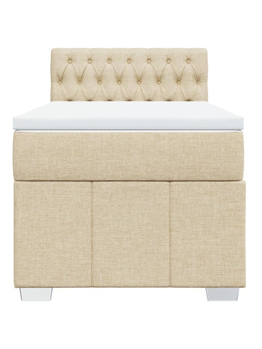 Box spring postel s matrací krémová 100 x 200 cm textil