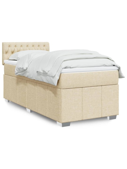 Box spring postel s matrací krémová 100 x 200 cm textil
