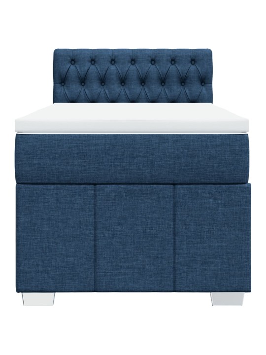 Box spring postel s matrací modrá 100 x 200 cm textil