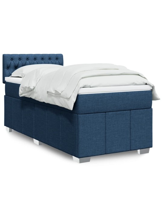 Box spring postel s matrací modrá 100 x 200 cm textil