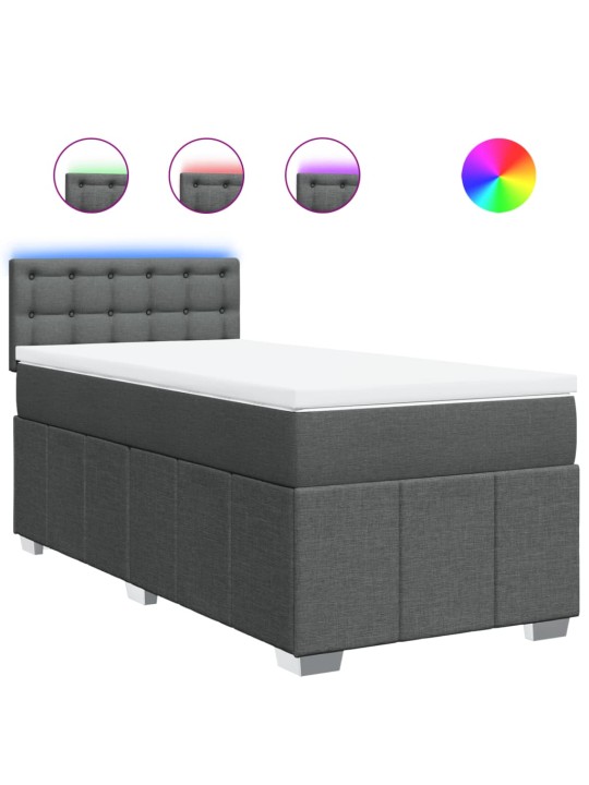 Box spring postel s matrací tmavě šedá 100 x 200 cm textil