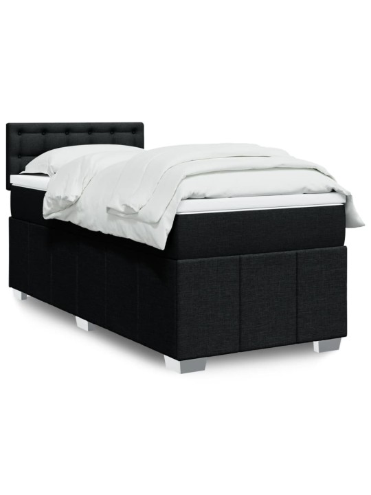 Box spring postel s matrací černá 100 x 200 cm textil