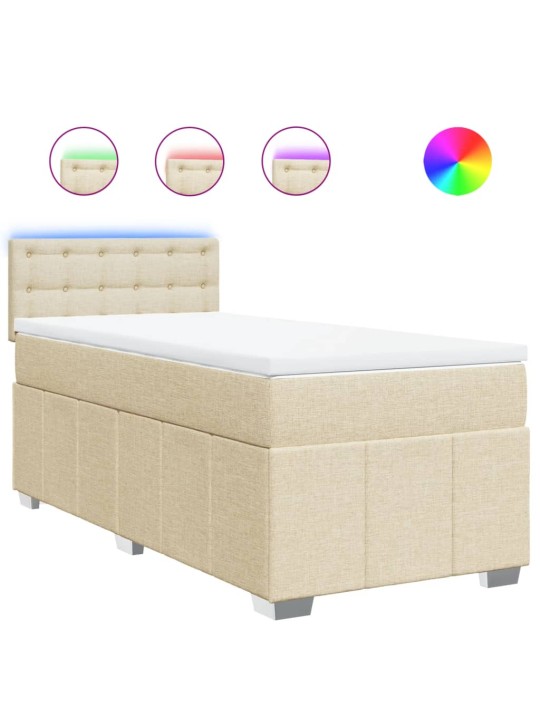 Box spring postel s matrací krémová 100 x 200 cm textil