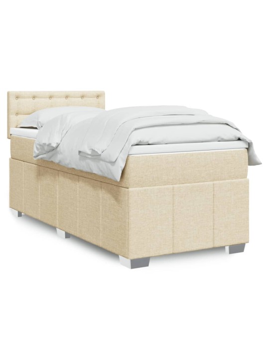 Box spring postel s matrací krémová 100 x 200 cm textil