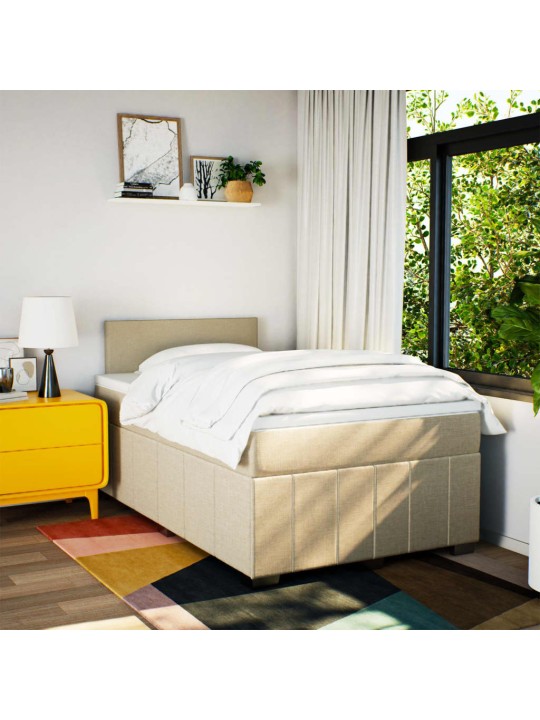 Box spring postel s matrací krémová 120x190 cm textil