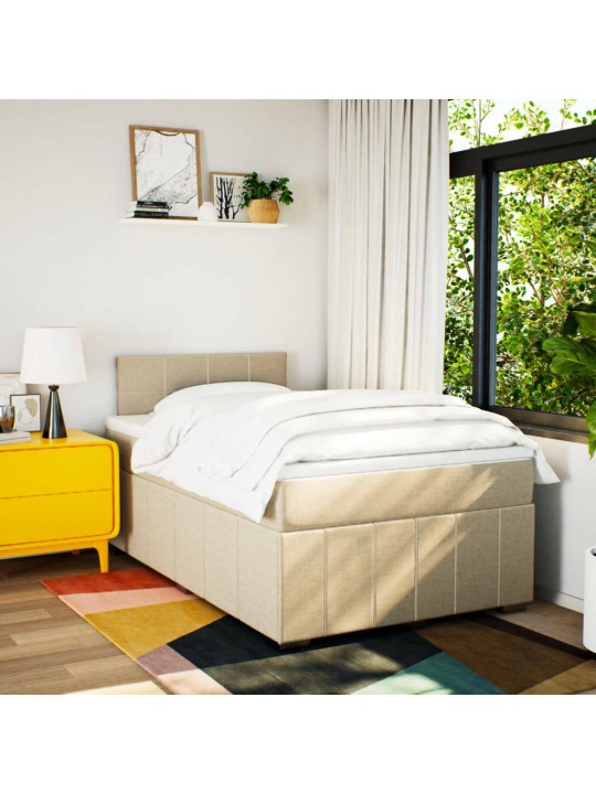 Box spring postel s matrací krémová 120x190 cm textil