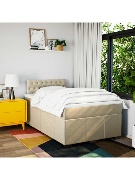 Box spring postel s matrací krémová 120x190 cm textil