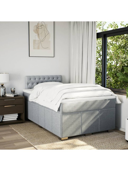 Box spring postel s matrací světle šedá 120 x 200 cm textil