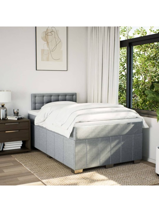 Box spring postel s matrací světle šedá 120 x 200 cm textil