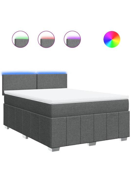 Box spring postel s matrací tmavě šedý 140 x 190 cm textil